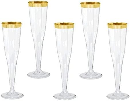 Oojami 30 Plastic Classic Champagne Disposable Flutes