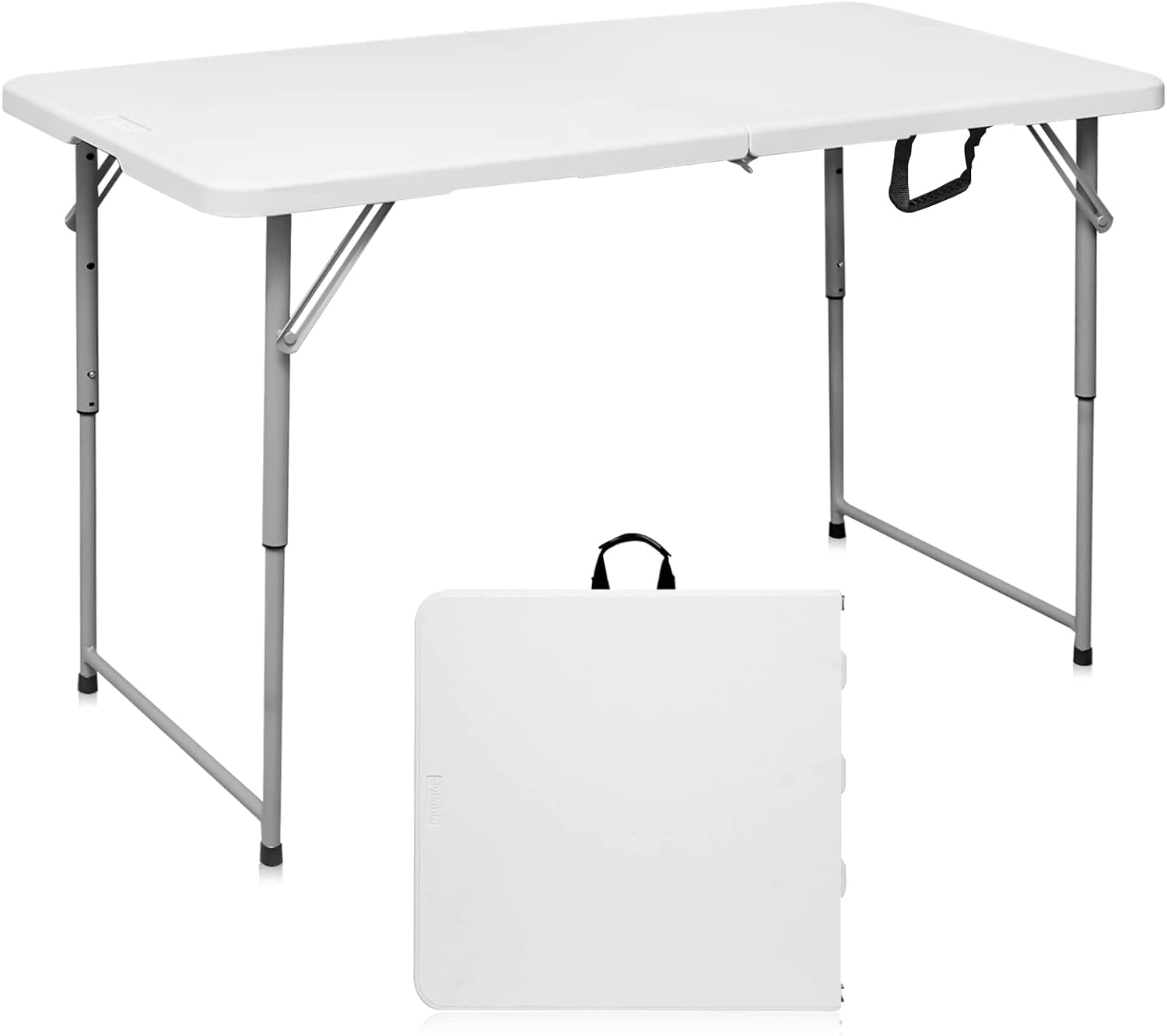 Byliable Folding Table 4 Foot Portable Heavy Duty Plastic Fold-in-Half Utility Foldable Table