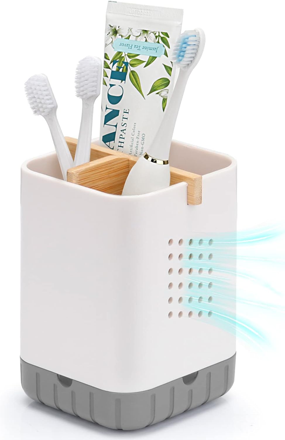 Boperzi Toothbrush and Toothpaste Holder with Bamboo Divider