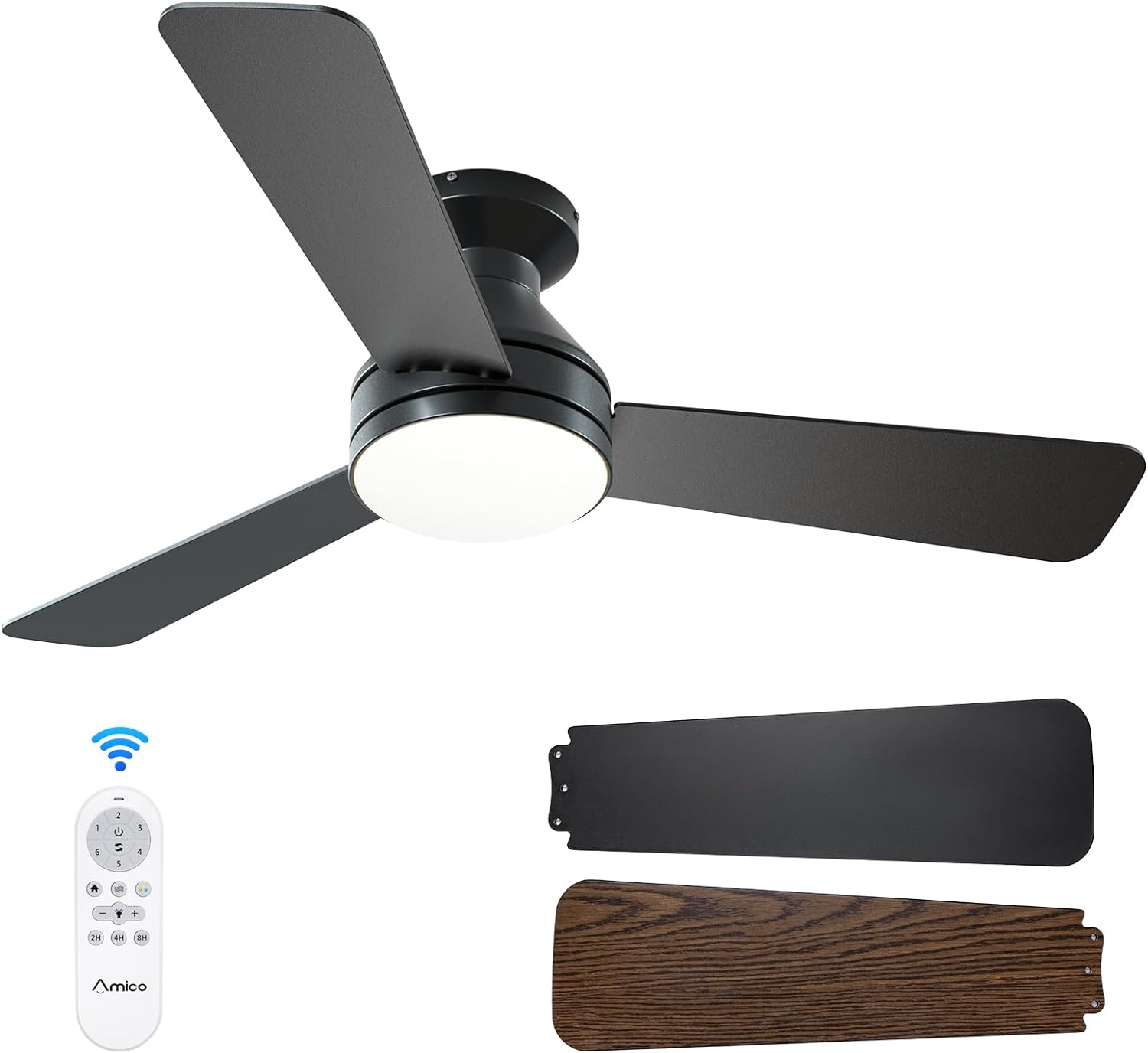 Amico Ceiling Fans with Lights, 42 inch Low Profile Ceiling Fan