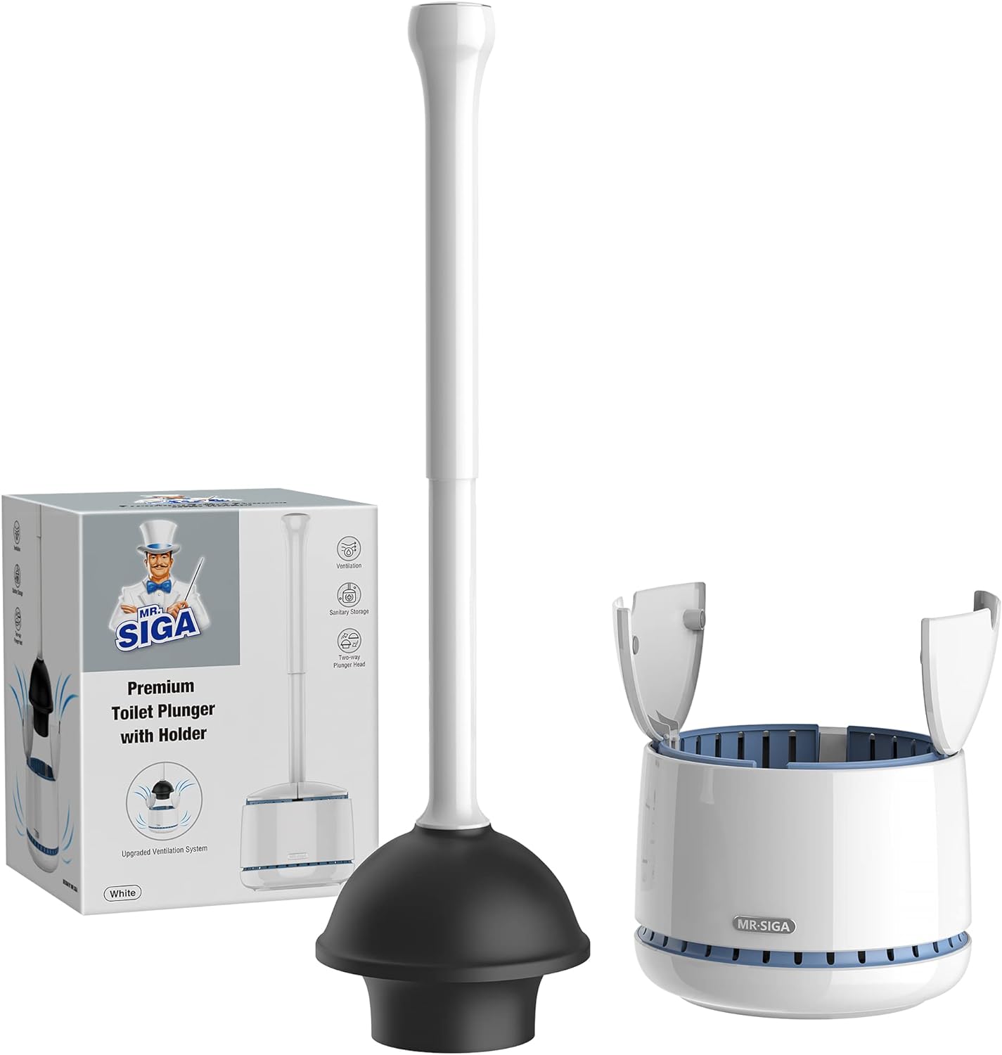 MR.SIGA Toilet Plunger with Holder