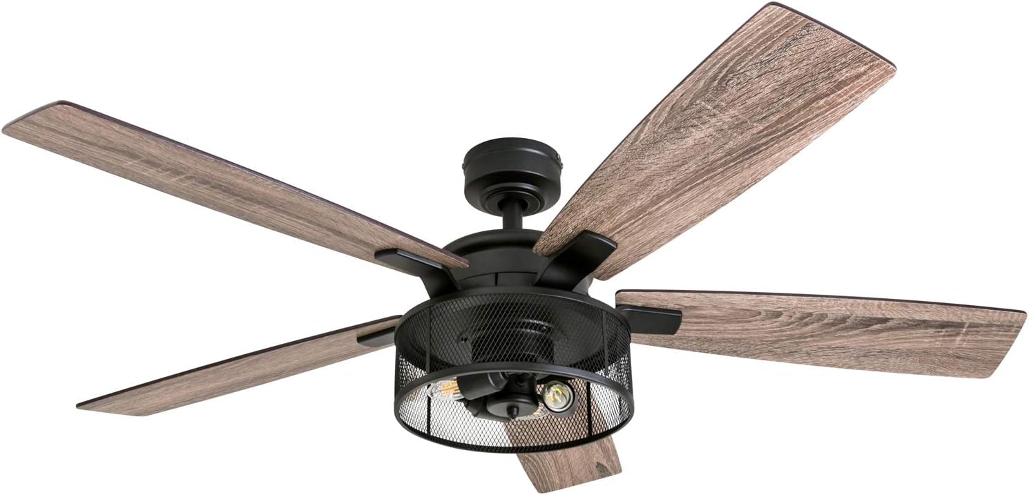 Honeywell Ceiling Fans Carnegie, 52 Inch Industrial Style Indoor LED Ceiling Fan