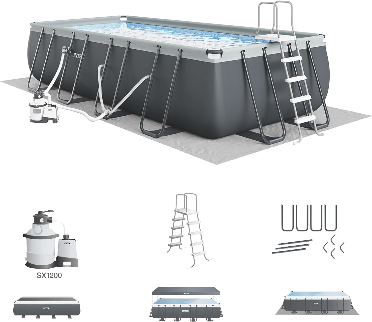 INTEX 26355EH Ultra XTR Deluxe Rectangular Above Ground Swimming Pool Set