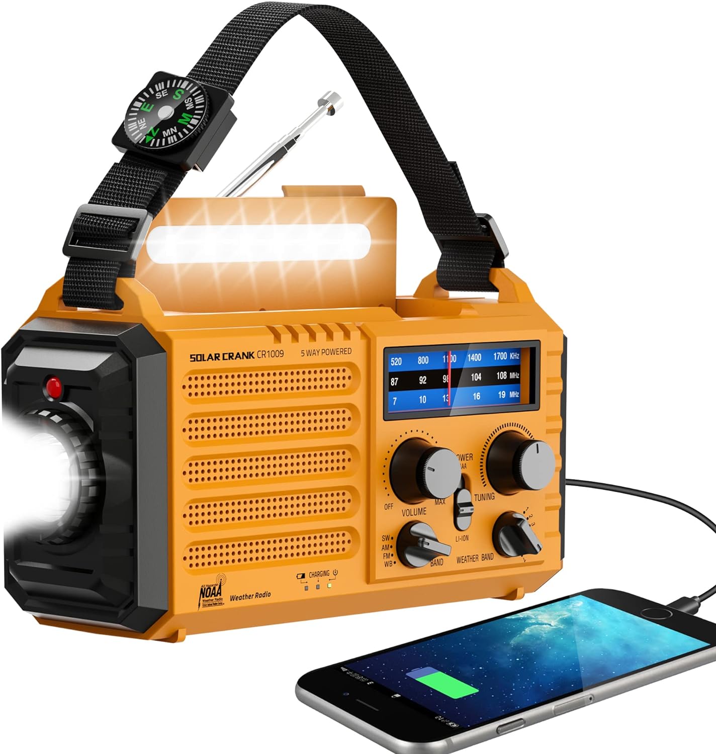 Emergency Radio with NOAA Weather Alert, Portable Solar Hand Crank AM/FM Radio for Survival,Rechargeable Battery Powered Radio