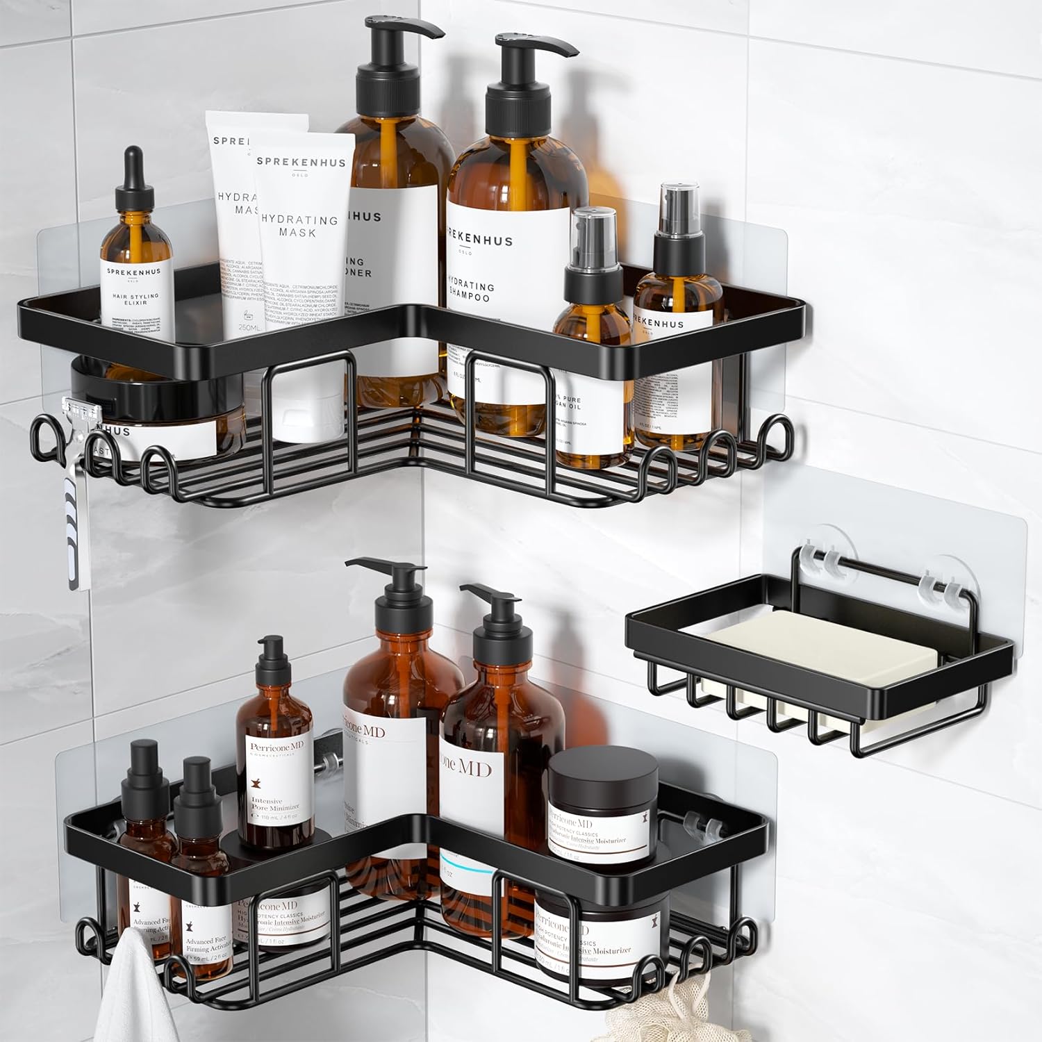 YASONIC Corner Adhesive Shower Caddy