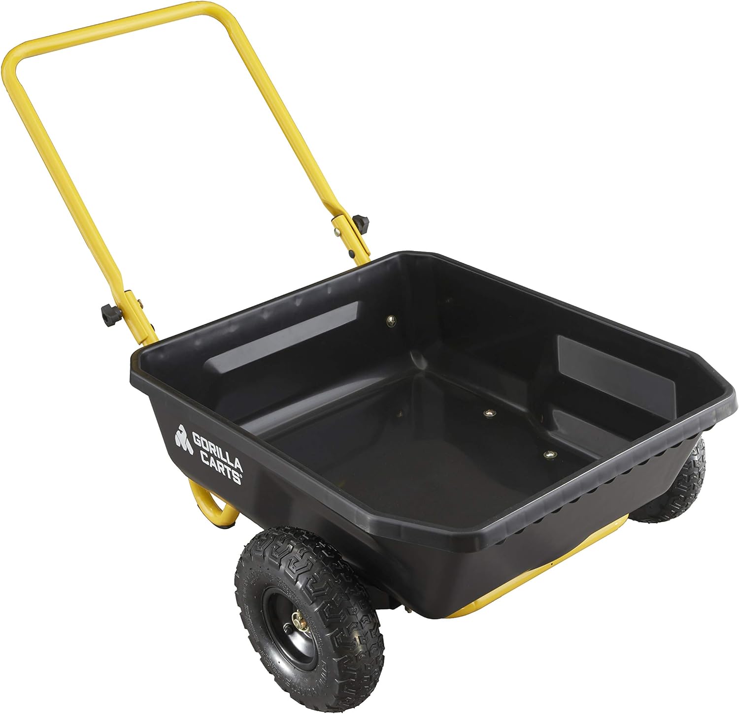 Gorilla Carts GCR-4 Poly Dump Cart, 2-Wheel Garden Wagon with Foldable Handle