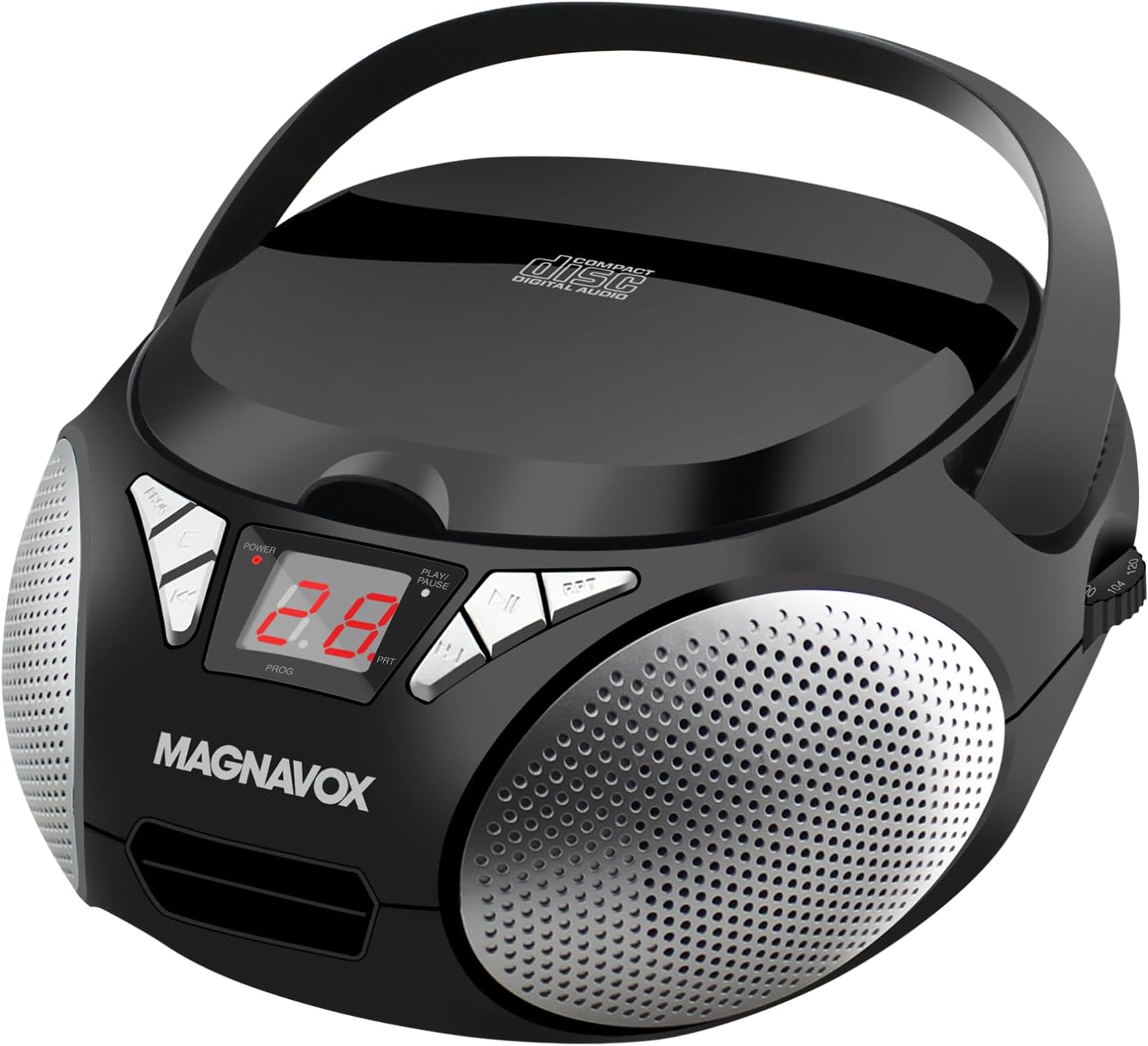 Magnavox MD6924 Portable Top Loading CD Boombox with AM/FM Stereo Radio in Black