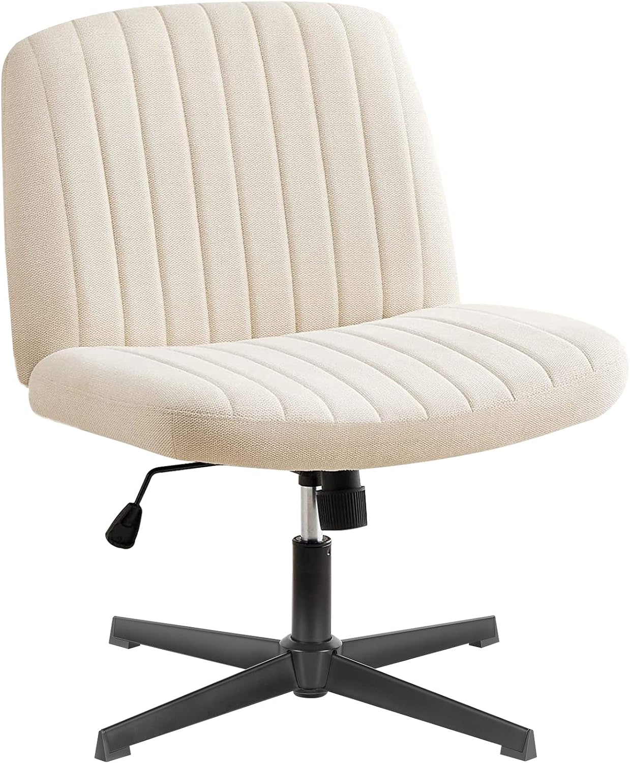 OLIXIS Cross Legged Armless Wide Adjustable Swivel Padded Fabric Home Office Desk Chair
