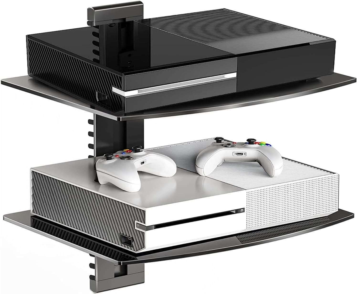 suptek Glass Floating Shelves, TV Wall Mount with Shelf