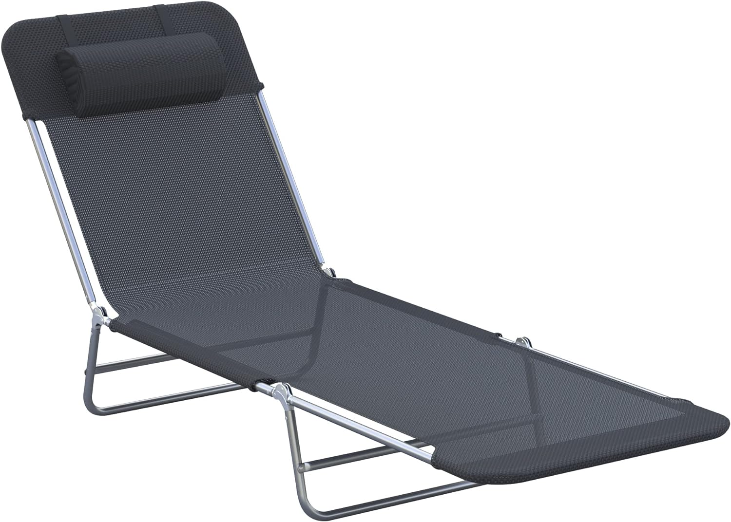 Outsunny Folding Chaise Lounge Pool Chairs, Outdoor Sun Tanning Chairs with Pillow