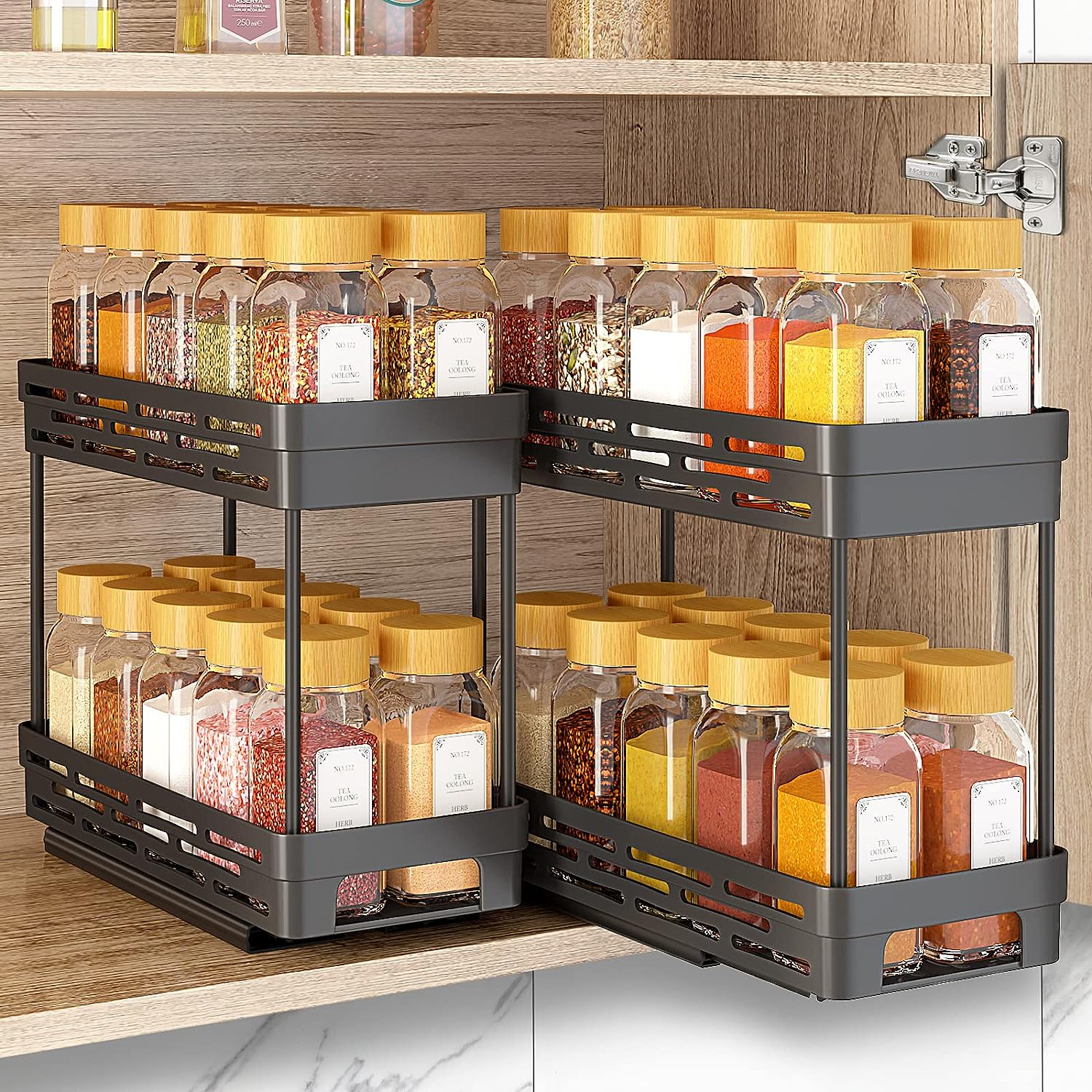 DABIGE 2 Packs Pull Out Spice Rack Organizer for Cabinet