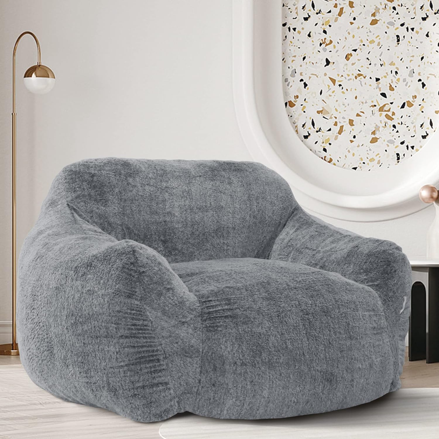 Homguava Giant Bean Bag Chair,Bean Bag Sofa Chair with Armrests, Bean Bag Couch Stuffed High-Density Foam