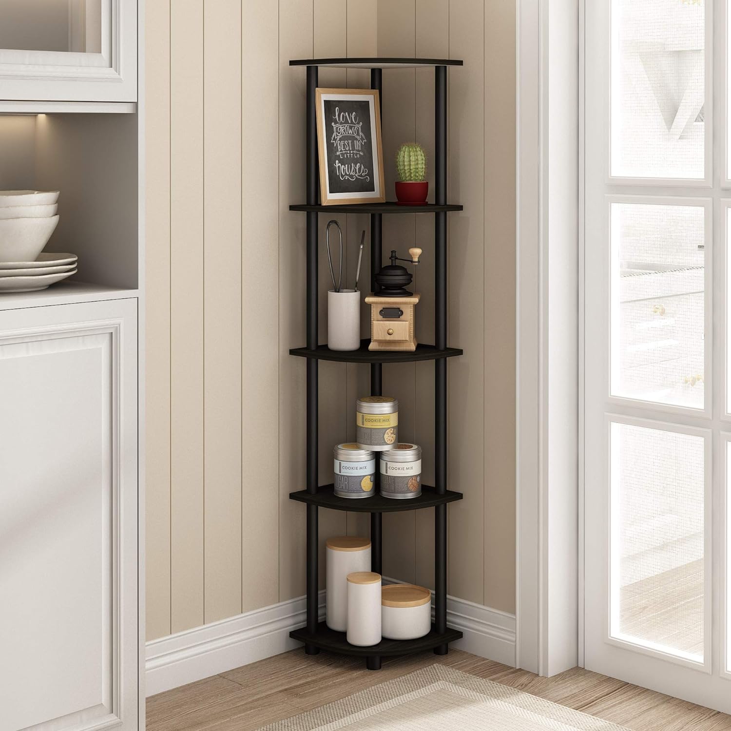 Furinno Turn-N-Tube 5 Tier Corner Display Rack Multipurpose Shelving Unit
