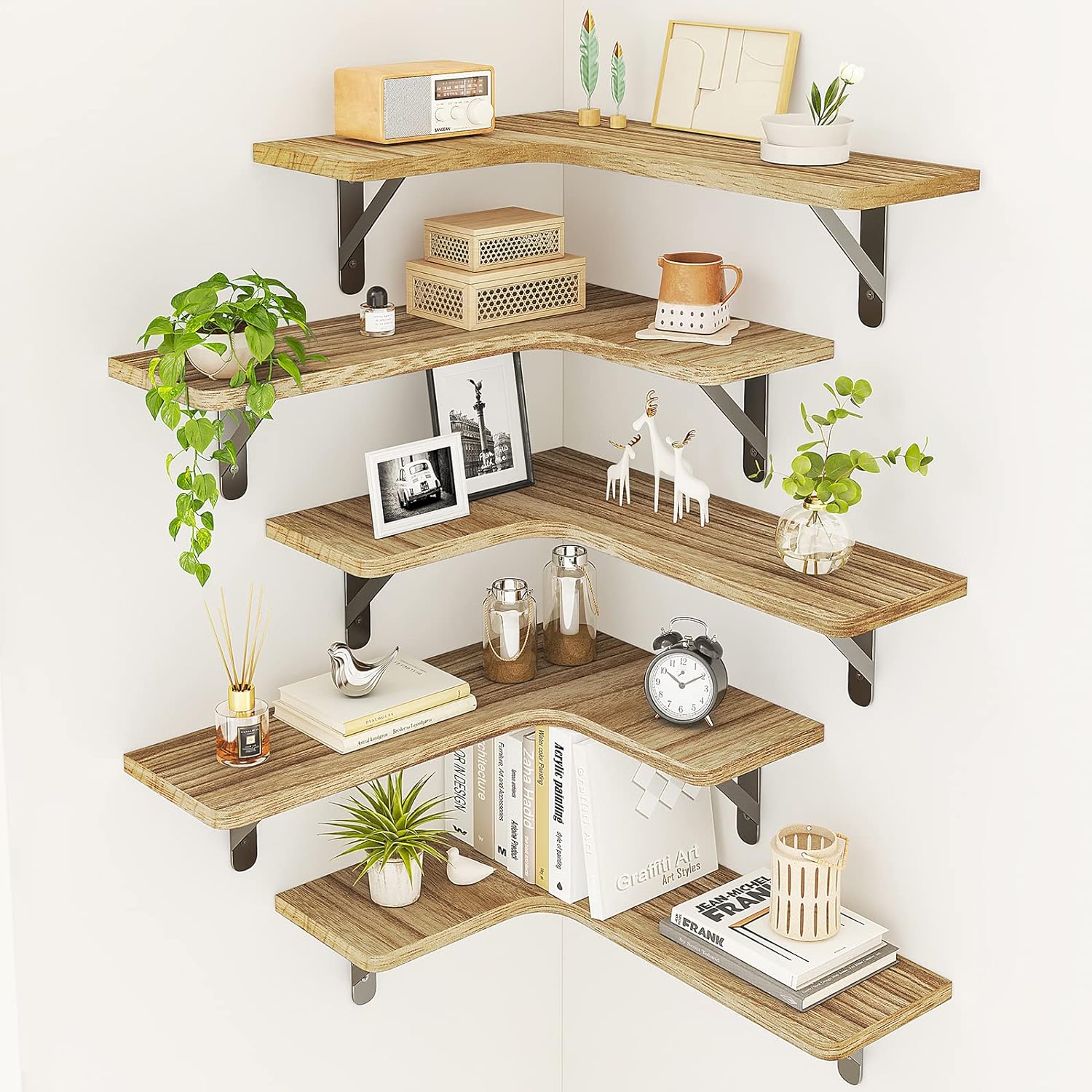 Fixwal Corner Floating Shelves, Wall Mounted Corner Shelf