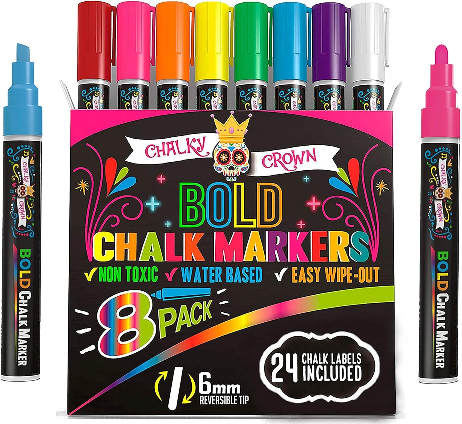 CHALKY CROWN Bold Liquid Chalk Markers - Dry Erase Marker Pens