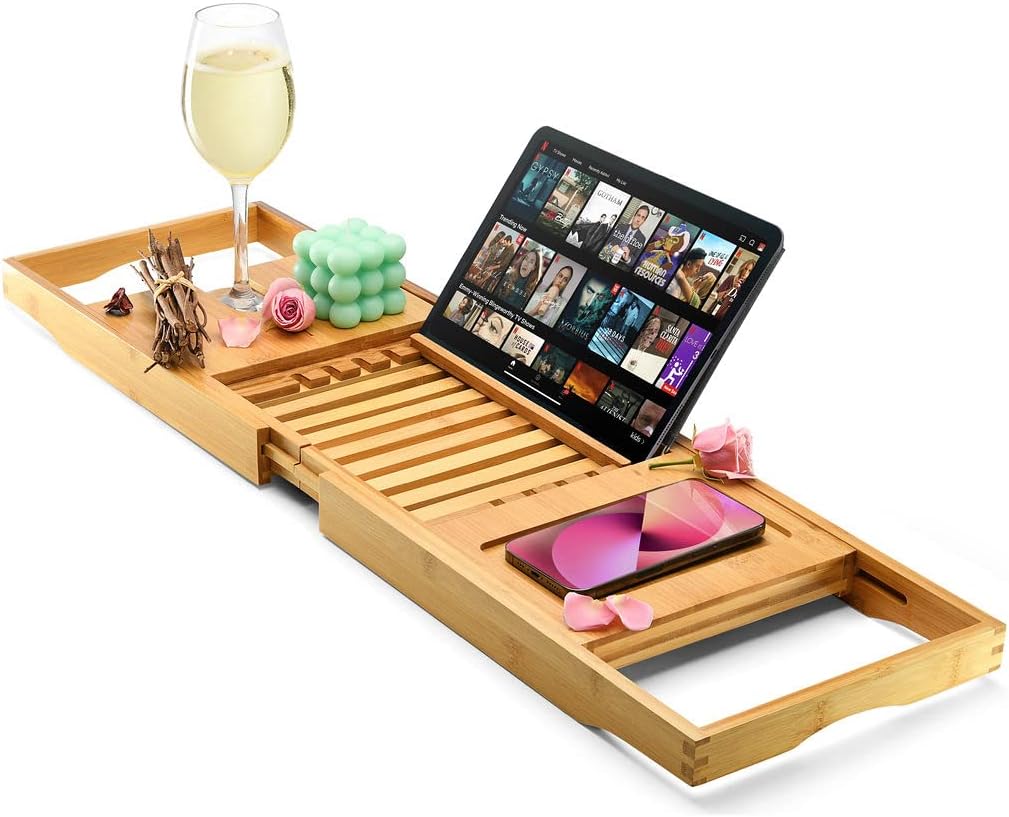 Home-it Luxury Foldable Bathtub Tray Caddy