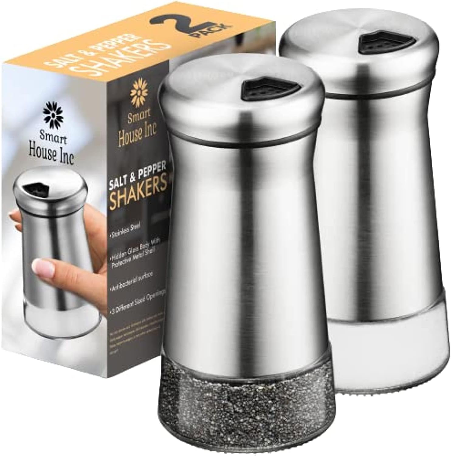 SP HOME GOODS The Original Salt and Pepper Shakers set - Silver