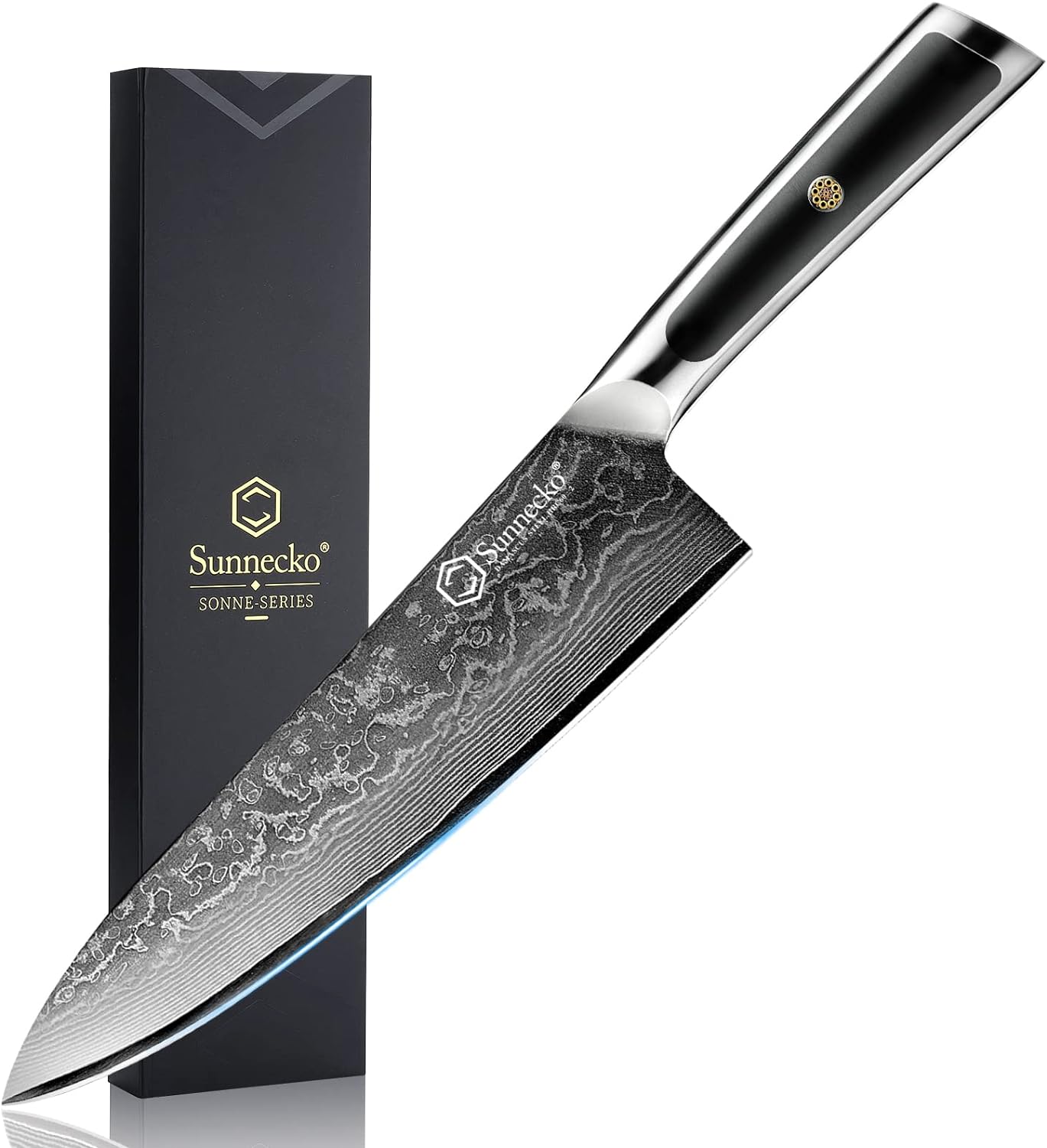 Sunnecko Chef Knife 8 Inch, Damascus Kitchen Knife Japanese Chefs Knife VG10 High Carbon Stainless Steel