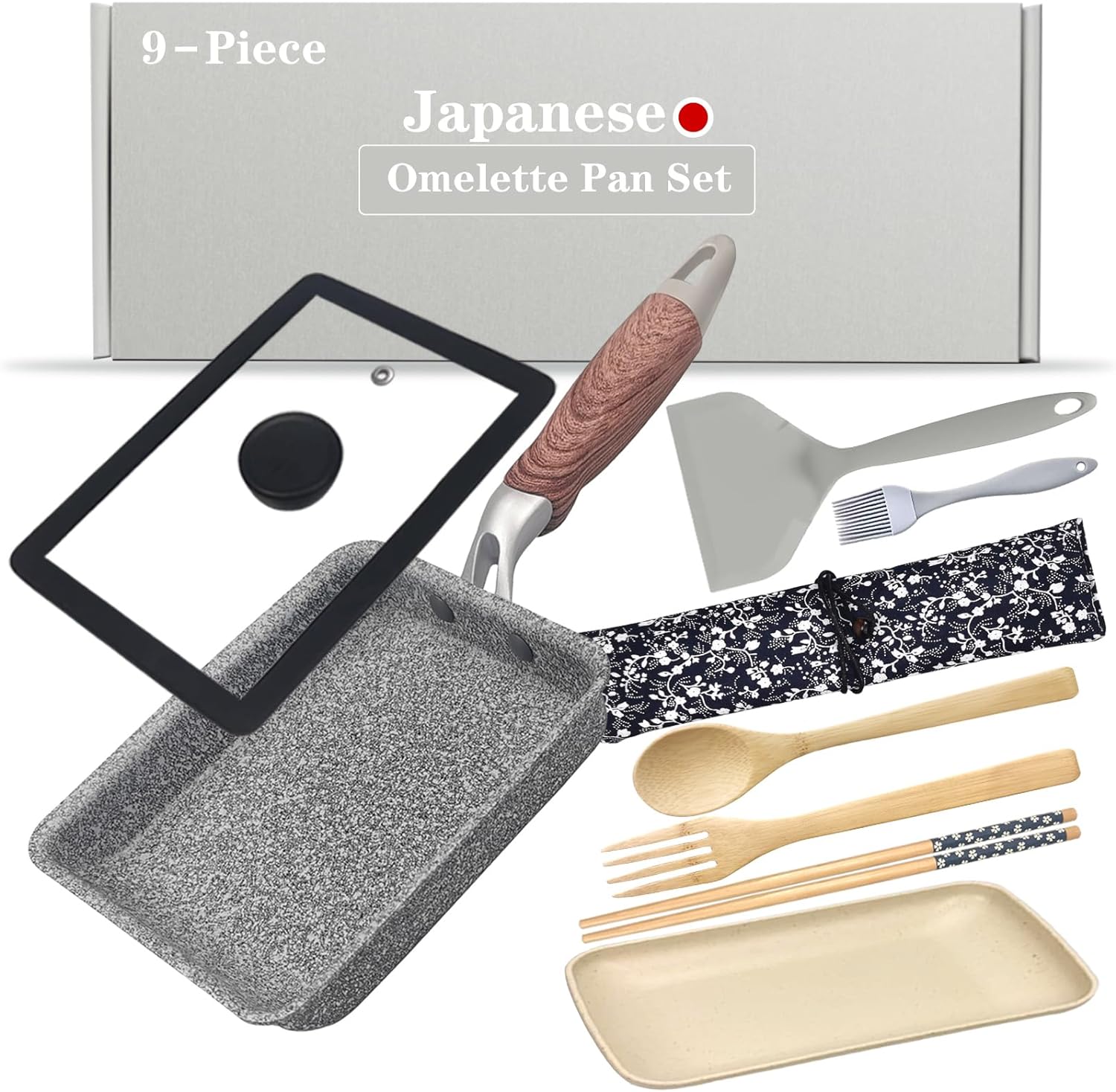 DXBVIEX 9 PCS Tamagoyaki Pan Set