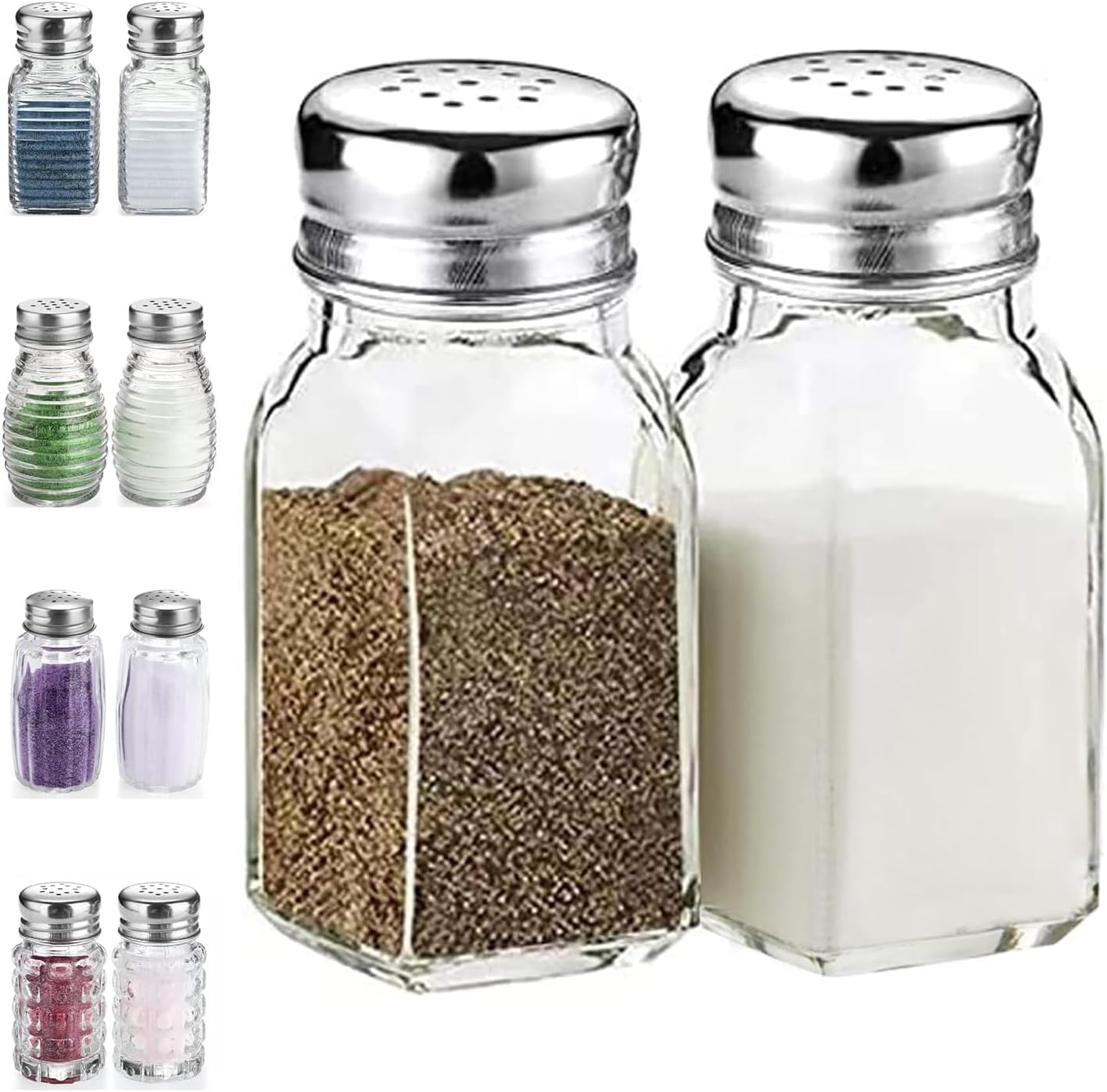 Salt and Pepper Shakers Set,DWTS DANWEITESI Salt Shaker w Stainless Lid-Glass Spice Jars