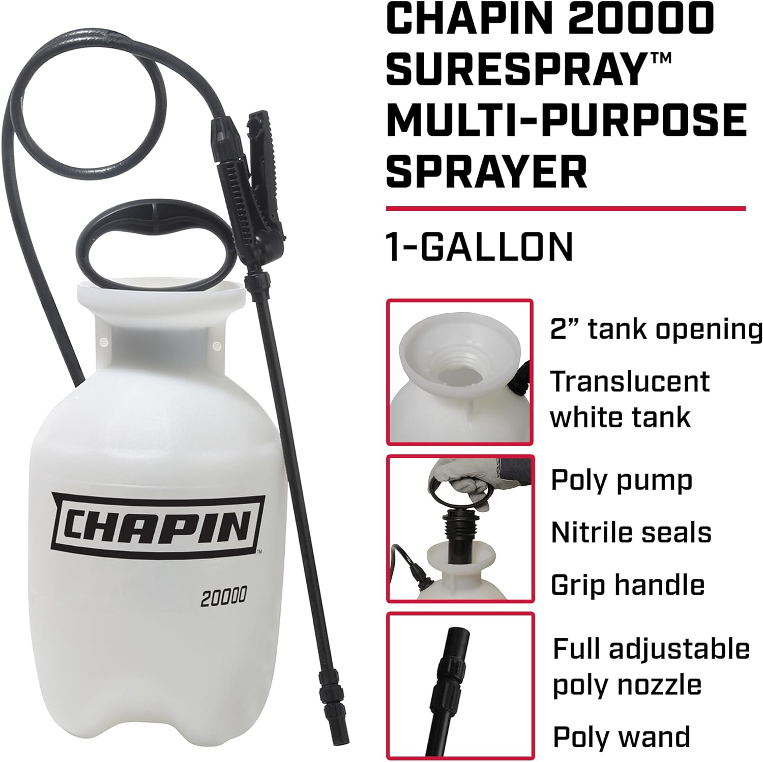 Chapin 20000 Made in USA 1 -Gallon Lawn and Garden Pump Pressured Sprayer
