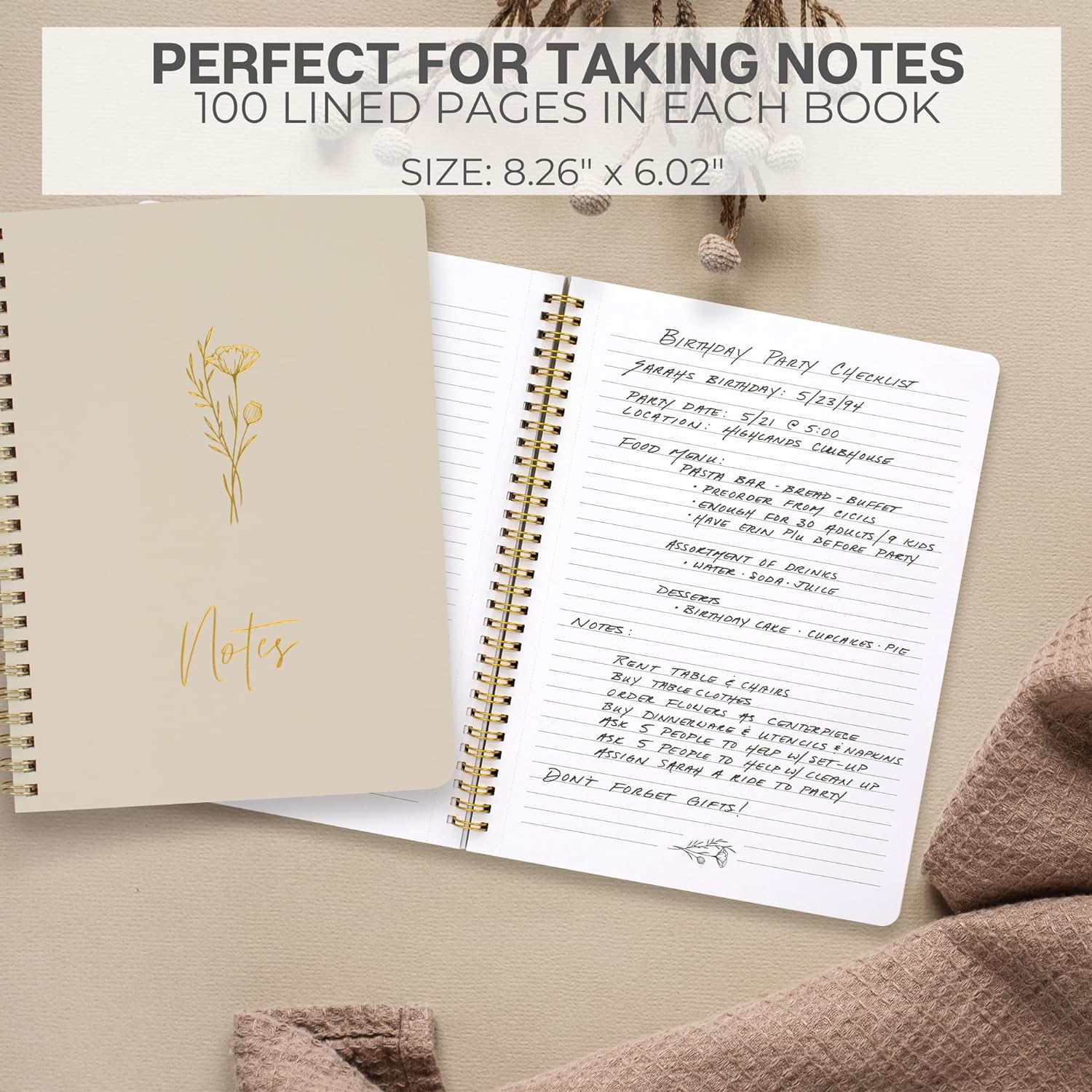 ZICOTO Aesthetic Spiral Notebook Set of 3 For Women