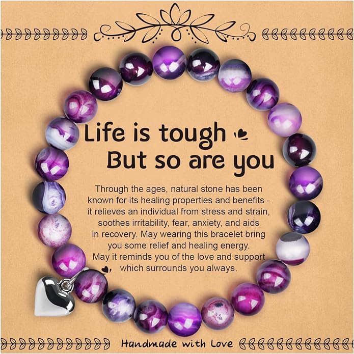 SUPHELPU Amethyst Bracelets Gifts Stretch Christmas Bracelet