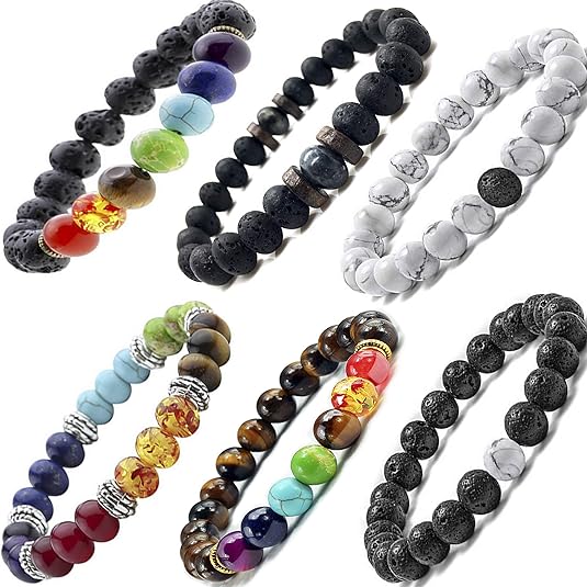 Cmidy Black Lava Stone 7 Chakra Bracelets